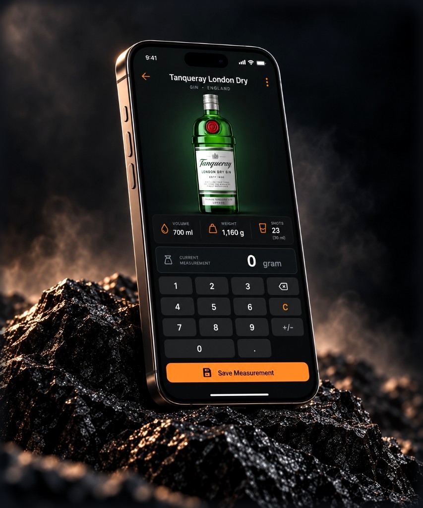 Koliko measuring Tanqueray on mobile