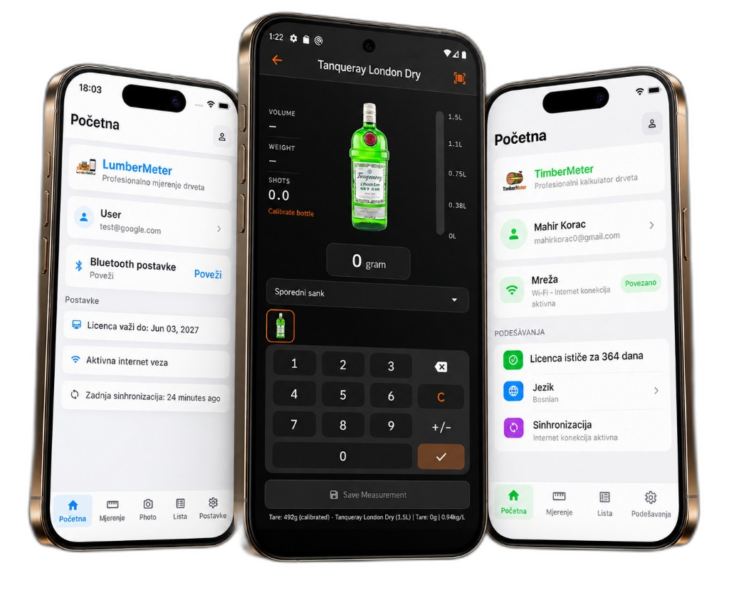 LumberMeter, Koliko, and TimberMeter on mobile